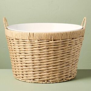 NEW Hearth and Hand Magnolia Natural Woven Basket with White Interior 23L